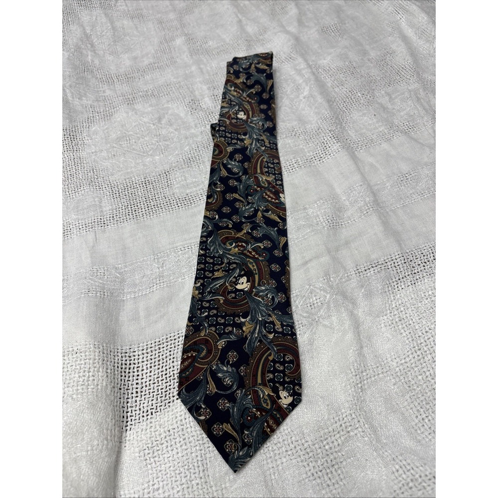 Disney Originals Men's Tie Mickey Mouse Paisley 100% Silk 3.75" Width 56" Length